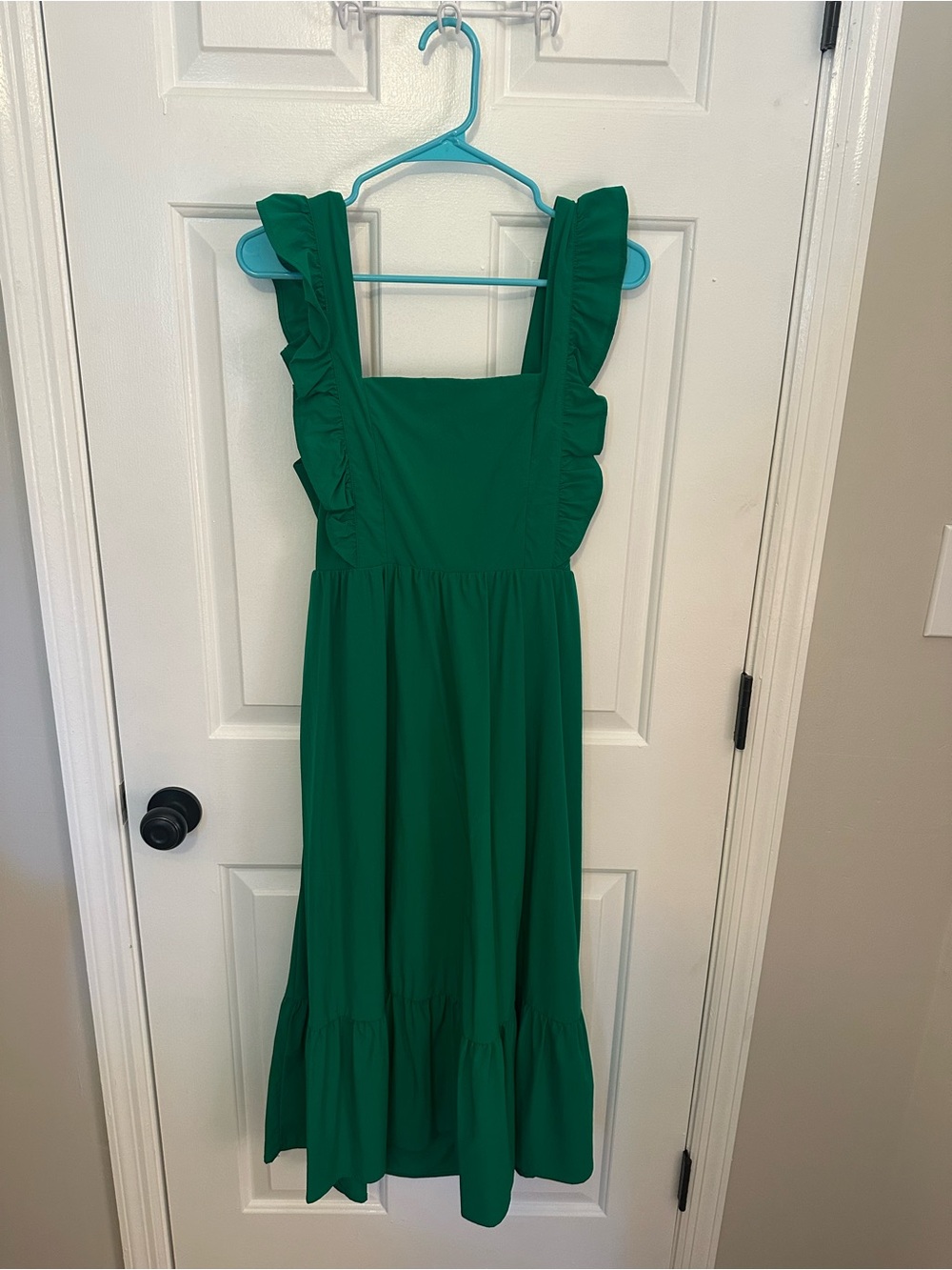 Midi Ruffle Strap Sundress in Green